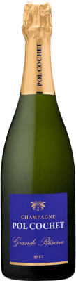39,95 € Kostenloser Versand | Weißer Sekt Pol Cochet Brut Große Reserve A.O.C. Champagne Champagner Frankreich Chardonnay Flasche 75 cl