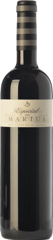 19,95 € Spedizione Gratuita | Vino Rosso Martúe Speciale Crianza — Invecchiato in Botte D.O.P. Vino de Pago Campo de la Guardia Castilla-La Mancha Spagna Merlot, Syrah, Cabernet Sauvignon 75 cl