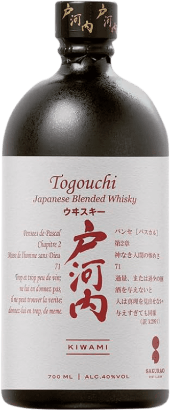 46,95 € Envio grátis | Whisky Blended Togouchi Kiwami Japão 70 cl