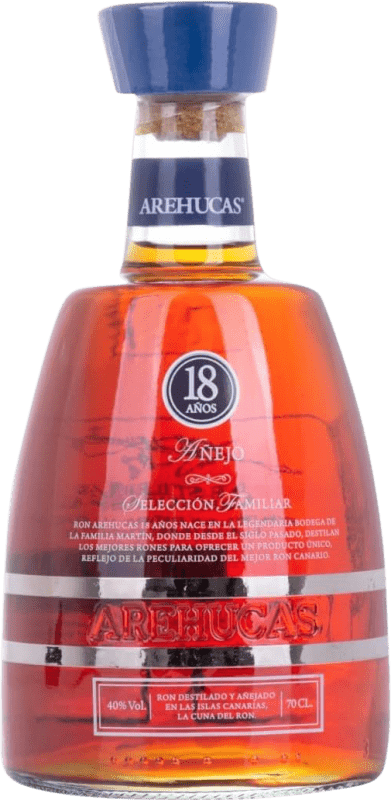 45,95 € Envio grátis | Rum Arehucas Añejo Especial Reserva Ilhas Canárias Espanha 18 Anos Garrafa 70 cl