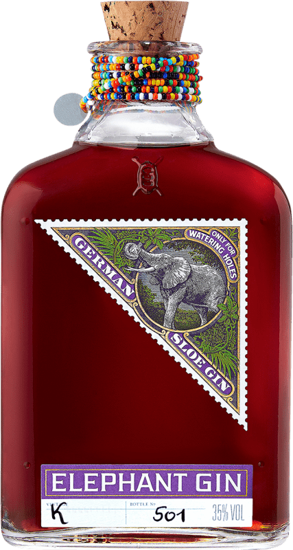 47,95 € Envio grátis | Genever Gin Elephant Alemanha Garrafa Medium 50 cl Sloe Berries — Bagas de Abrunho