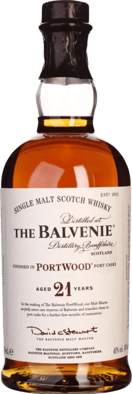 346,95 € Kostenloser Versand | Whiskey Single Malt Balvenie PortWood Speyseite Großbritannien 21 Jahre Flasche 70 cl