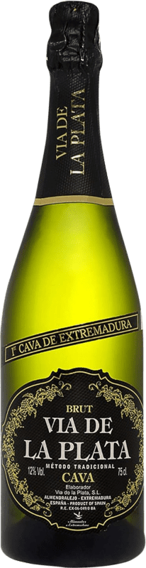 9,95 € Бесплатная доставка | Белое игристое вино Vía de la Plata Brut — брют D.O. Cava Estremadura Испания Macabeo — Макабео, Parellada — Парельяда 75 cl