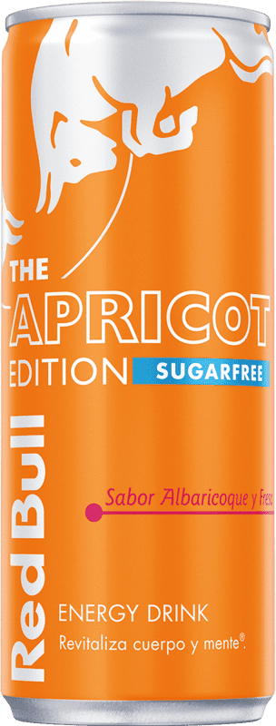 54,95 € Envio grátis | Caixa de 24 unidades Refrescos e Mixers Red Bull Energy Drink Albaricoque y Fresa Sugar Free Áustria Lata 25 cl