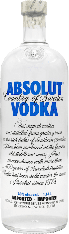 274,95 € Free Shipping | Vodka Absolut 1,14 L Sweden Bottle 1 L