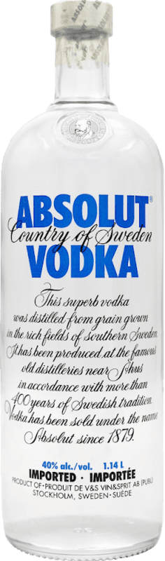 274,95 € Envio grátis | Vodka Absolut Suécia 1 L 1.14 L