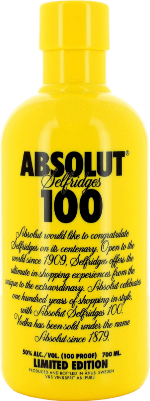 506,95 € Kostenloser Versand | Wodka Absolut Citron 100 Selfridges Schweden Flasche 70 cl