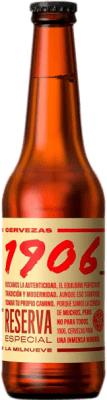 15,95 € Envio grátis | Caixa de 6 unidades Cerveja Estrella Galicia 1906 Especial Reserva Espanha Garrafinha Terço 33 cl