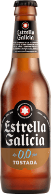 9,95 € Envio grátis | Caixa de 6 unidades Cerveja Estrella Galicia Tostada Espanha Garrafinha 25 cl 0.0 Zero Zero Sem Álcool