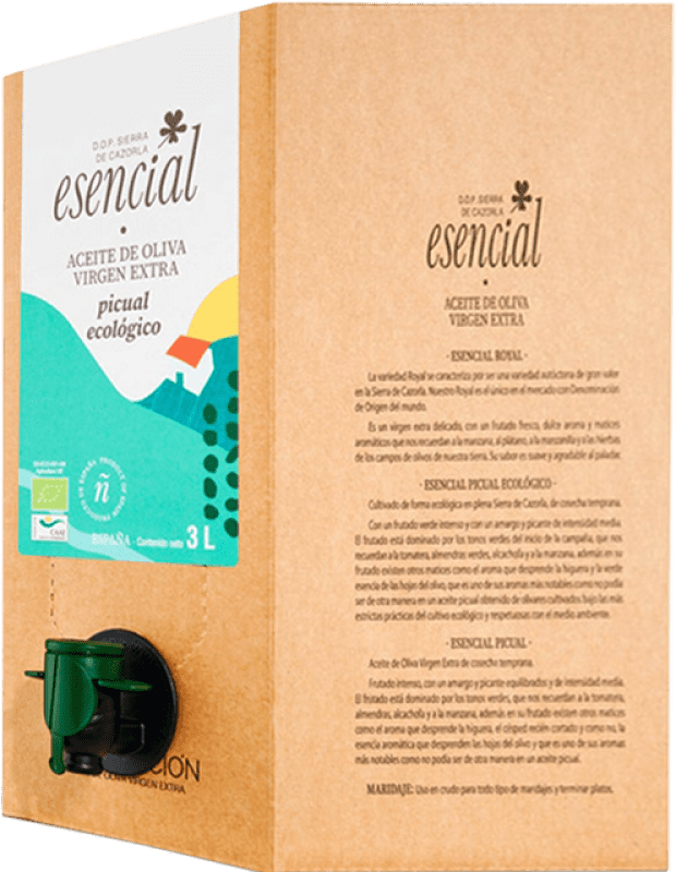 65,95 € Envío gratis | Aceite de Oliva Encarnación Esencial Verde Ecológico D.O. Sierra de Cazorla Andalucía España Picual Bag in Box 3 L