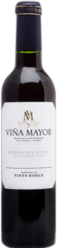 116,95 € Бесплатная доставка | Коробка из 24 единиц Красное вино Viña Mayor Дуб D.O. Ribera del Duero Кастилия-Леон Испания Tempranillo — Темпранильо Полубутылка 37 cl