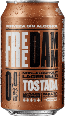 21,95 € 免费送货 | 盒装6个 啤酒 Estrella Damm Lager, Tostada — 琥珀色啤酒 加泰罗尼亚 西班牙 罐 33 cl 不含酒精