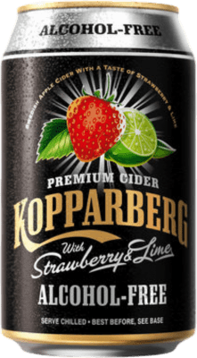 25,95 € Envío gratis | Caja de 12 unidades Refrescos Kopparberg Suecia Lata 33 cl Fresa, Lima, Lakritz — Regaliz Sin Alcohol
