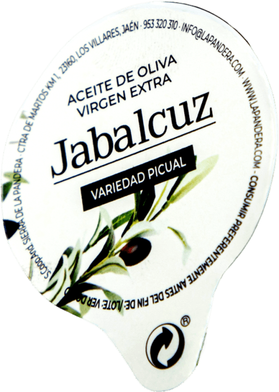 19,95 € 送料無料 | 100個入りボックス オリーブオイル Jabalcuz EVOO エキストラバージン Jaén スペイン Picual — ピクアル 個包装 1 cl PET — ペット