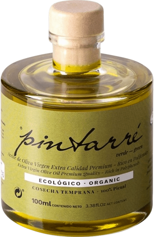 198,95 € 免费送货 | 盒装30个 橄榄油 Pintarré Cosecha Temprana — 早收, Verde — 绿色, EVOO 特级初榨 D.O. Sierra Mágina Jaén 西班牙 Picual — 皮夸尔 Bio — 生态 有机 天然 小瓶装 10 cl 玻璃