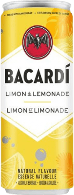 47,95 € 免费送货 | 盒装12个 调和剂 Mixer Bacardí 波多黎各 罐 25 cl Limón — 柠檬, Lemonade — 柠檬水, Rum — 朗姆酒